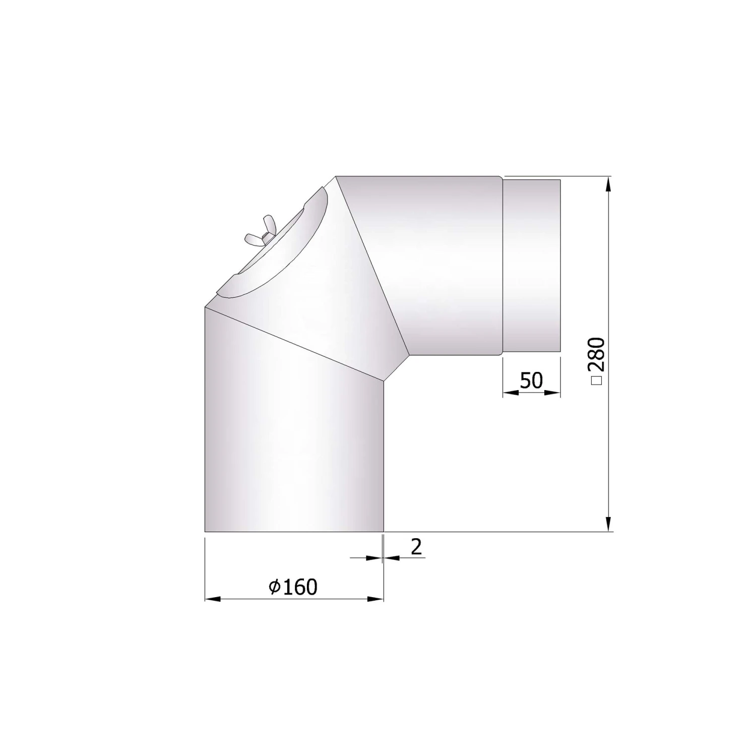 Rauchrohrbogen Stahl 2x 45° Unlackiert Mit Tür 4 Rauchrohrbogen Stahl 2x 45° Unlackiert Mit Tür – Bild 2