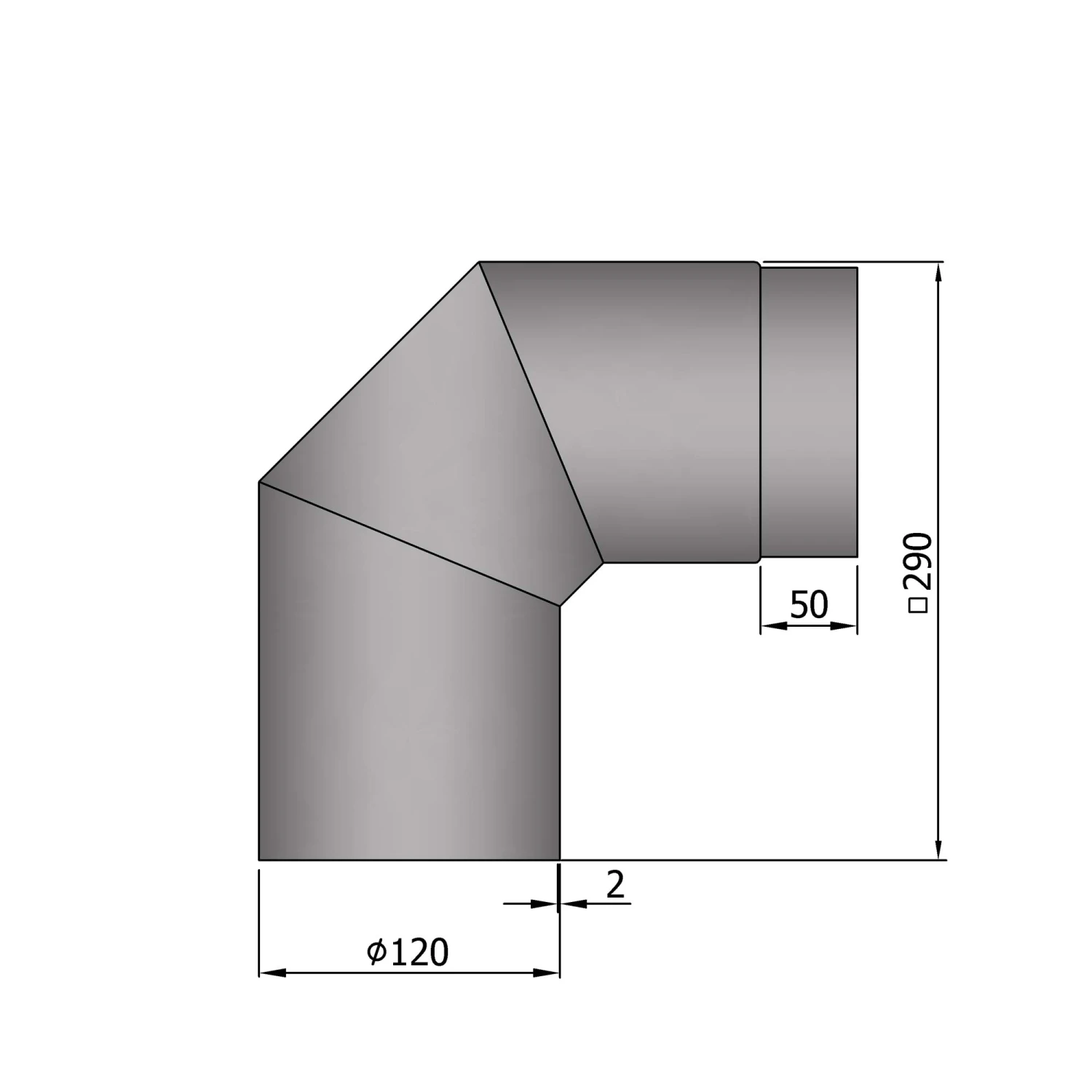 Rauchrohrbogen Stahl 2x 45° Hellgrau 7 Rauchrohrbogen Stahl 2x 45° Hellgrau – Bild 5