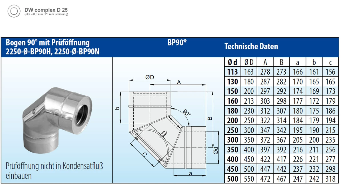 Schornstein Winkel 90° Doppelwandig Mit Prüföffnung - Eka Complex D 25 9 Schornstein Winkel 90° Doppelwandig Mit Prüföffnung - Eka Complex D 25 – Bild 7