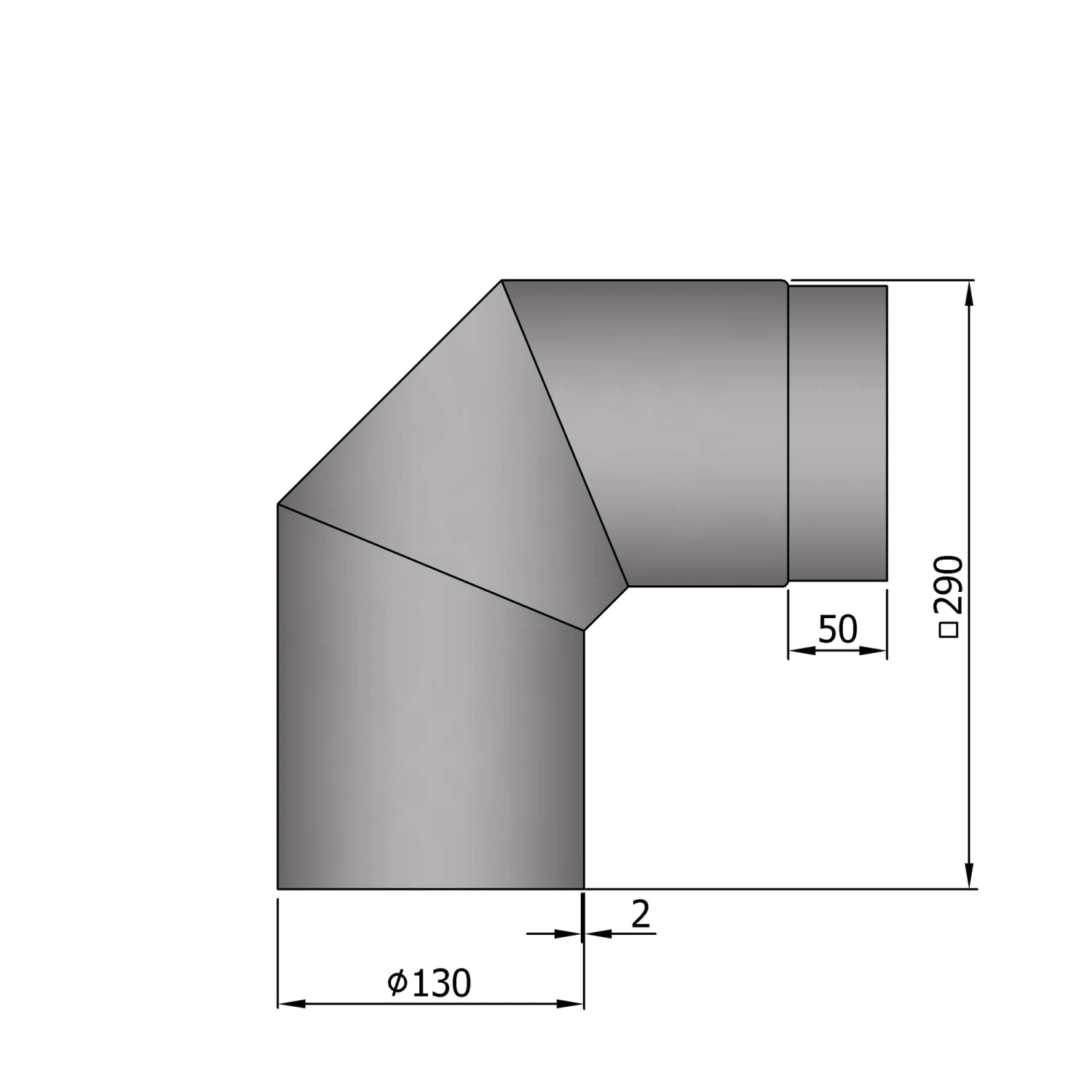 Rauchrohrbogen Stahl 2x 45° Hellgrau 6 Rauchrohrbogen Stahl 2x 45° Hellgrau – Bild 4