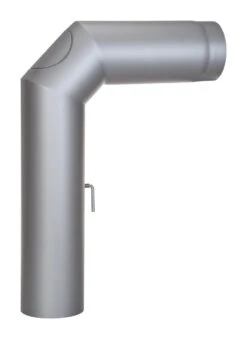 Anschlussrohr Stahl 2x 45° 700 X 500 Mm Hellgrau Mit Tür, Drosselklappe