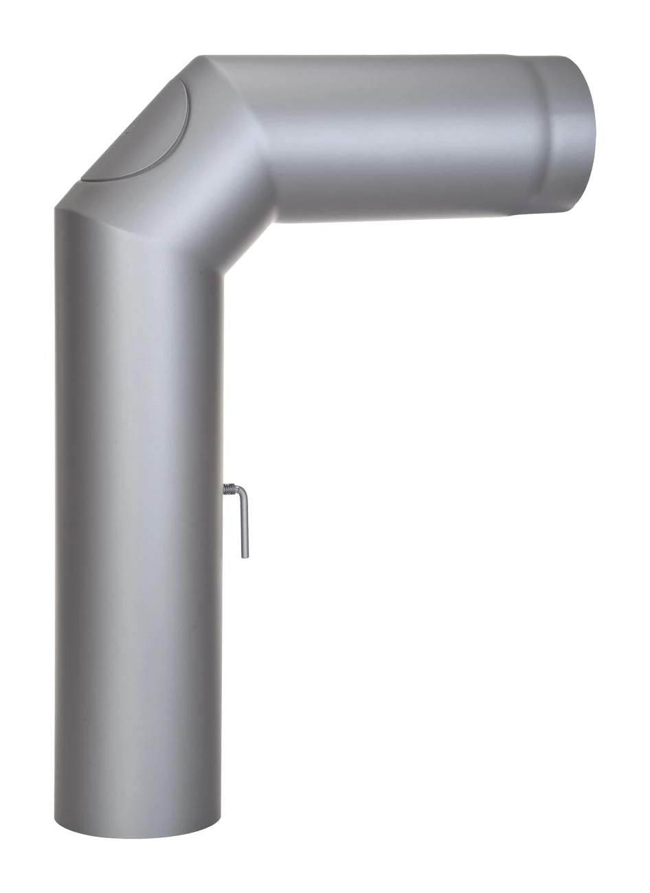 Anschlussrohr Stahl 2x 45° 700 X 500 Mm Hellgrau Mit Tür, Drosselklappe 3 Anschlussrohr Stahl 2x 45° 700 X 500 Mm Hellgrau Mit Tür, Drosselklappe