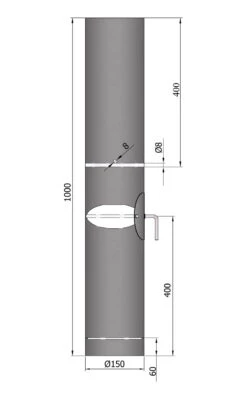 Rauchrohr Stahl 1000 Mm Ø 150 Mm Schwarz Mit Tür, Drosselklappe, Kondensring, Kugelfang -FeuerLust Verkäufe 1840 1