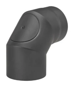 Rauchrohrbogen Stahl 2x 45° Schwarz Mit Tür, Kurz -FeuerLust Verkäufe 1858 1