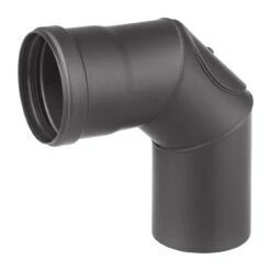 Pellet-Ofenrohrbogen Stahl 90° Schwarz Mit Tür