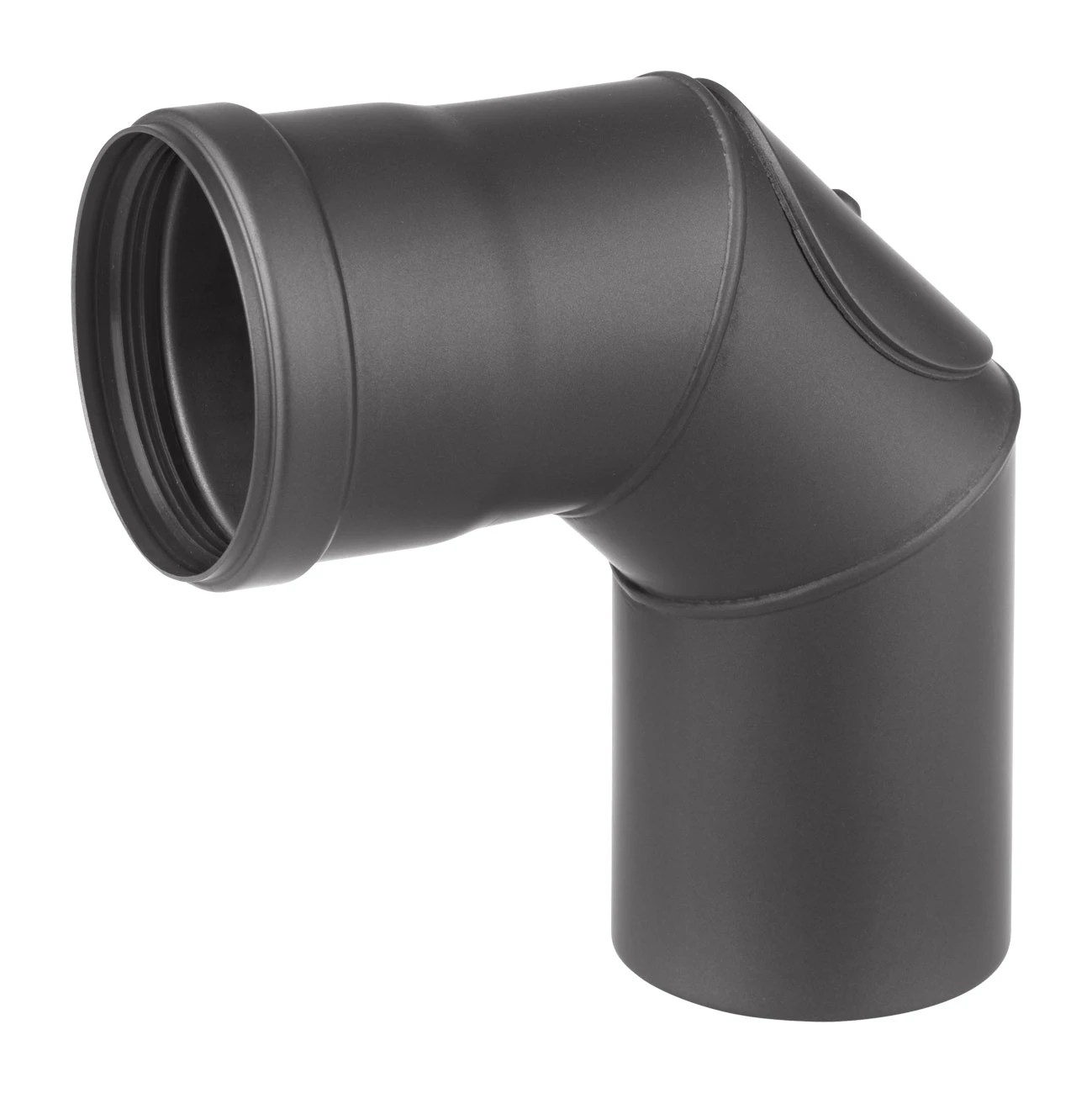 Pellet-Ofenrohrbogen Stahl 90° Schwarz Mit Tür 3 Pellet-Ofenrohrbogen Stahl 90° Schwarz Mit Tür