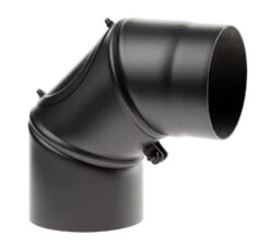 Rauchrohrbogen Stahl Verstellbar 0-90° Schwarz Mit Tür