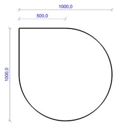 Kamin Bodenplatte, 6 Mm ESG-Klarglas, Tropfen 1000 X 1000 Mm