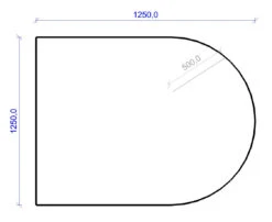 Kamin Bodenplatte, 2 Mm Stahl, Rundbogen 1250 X 1250 Mm, Schwarz