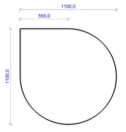 Kamin Bodenplatte, 2 Mm Stahl, Tropfenform 1100 X 1100 Mm, Schwarz
