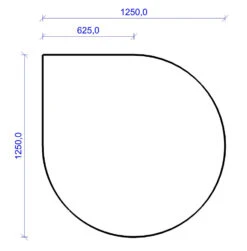 Kamin Bodenplatte, 2 Mm Stahl, Tropfenform 1250 X 1250 Mm, Schwarz