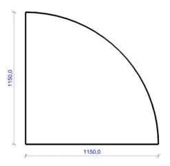 Kamin Bodenplatte, 2 Mm Stahl, Viertelkreis 1150 X 1150 Mm, Schwarz