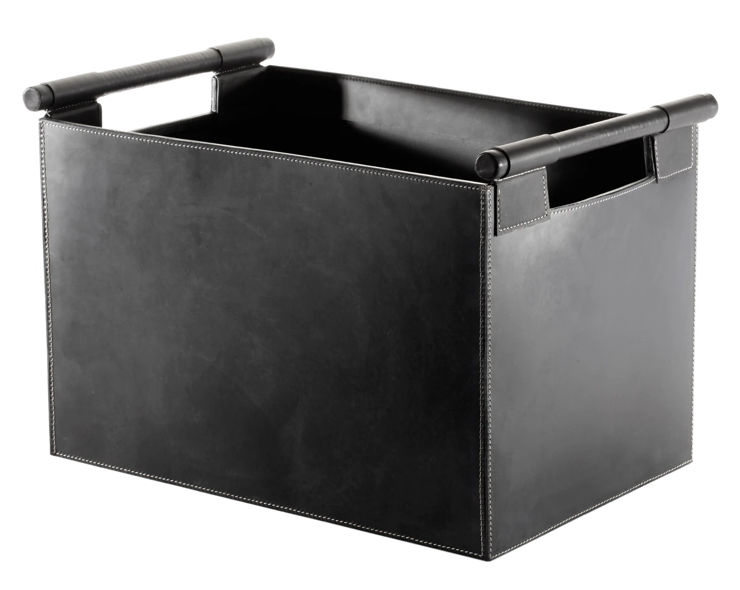 Holzkorb Leder, Rechteckig, 43 X 30 X 29 Cm, Schwarz 3 Holzkorb Leder, Rechteckig, 43 X 30 X 29 Cm, Schwarz