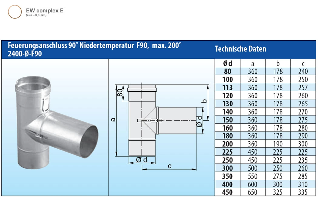 Feuerungsanschluss 90° Niedertemperatur Einwandig - Eka Complex E 6 Feuerungsanschluss 90° Niedertemperatur Einwandig - Eka Complex E – Bild 4