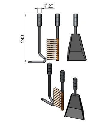 Kaminbesteck Holzfachtür TermaTech, Schwarz 6 Kaminbesteck Holzfachtür TermaTech, Schwarz – Bild 4