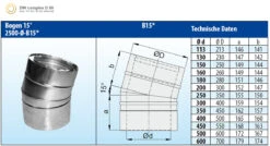Schornstein Winkel 15° Doppelwandig Verkupfert - Eka Complex D 50 -FeuerLust Verkäufe 3911 1