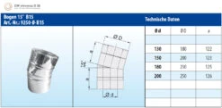 Schornstein Winkel 15° Doppelwandig - Eka Chromos D 25 -FeuerLust Verkäufe 3920 1