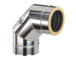 Schornstein Winkel 90° Doppelwandig Mit Prüföffnung - Eka Chromos D 25