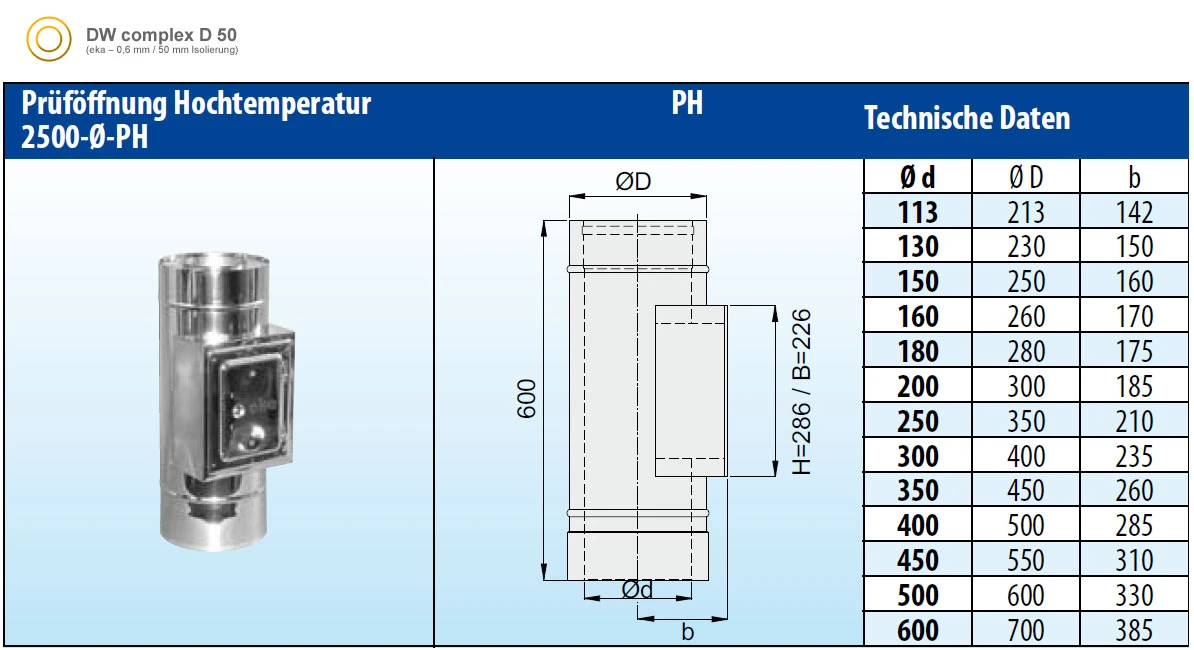 Prüföffnung Hochtemperatur Edelstahl Doppelwandig - Eka Complex D 50 7 Prüföffnung Hochtemperatur Edelstahl Doppelwandig - Eka Complex D 50 – Bild 5