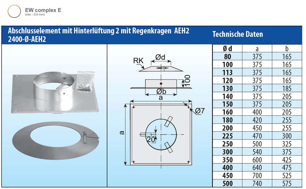 Kaminabdeckung Mit Regenkragen Hinterlüftet - Eka Complex E 4 Kaminabdeckung Mit Regenkragen Hinterlüftet - Eka Complex E – Bild 2