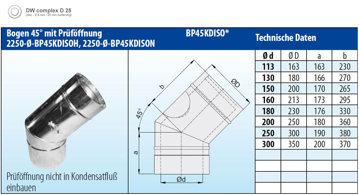 Schornstein Winkel 45° Doppelwandig Mit Prüföffnung Verkupfert - Eka Complex D 25 4 Schornstein Winkel 45° Doppelwandig Mit Prüföffnung Verkupfert - Eka Complex D 25 – Bild 2
