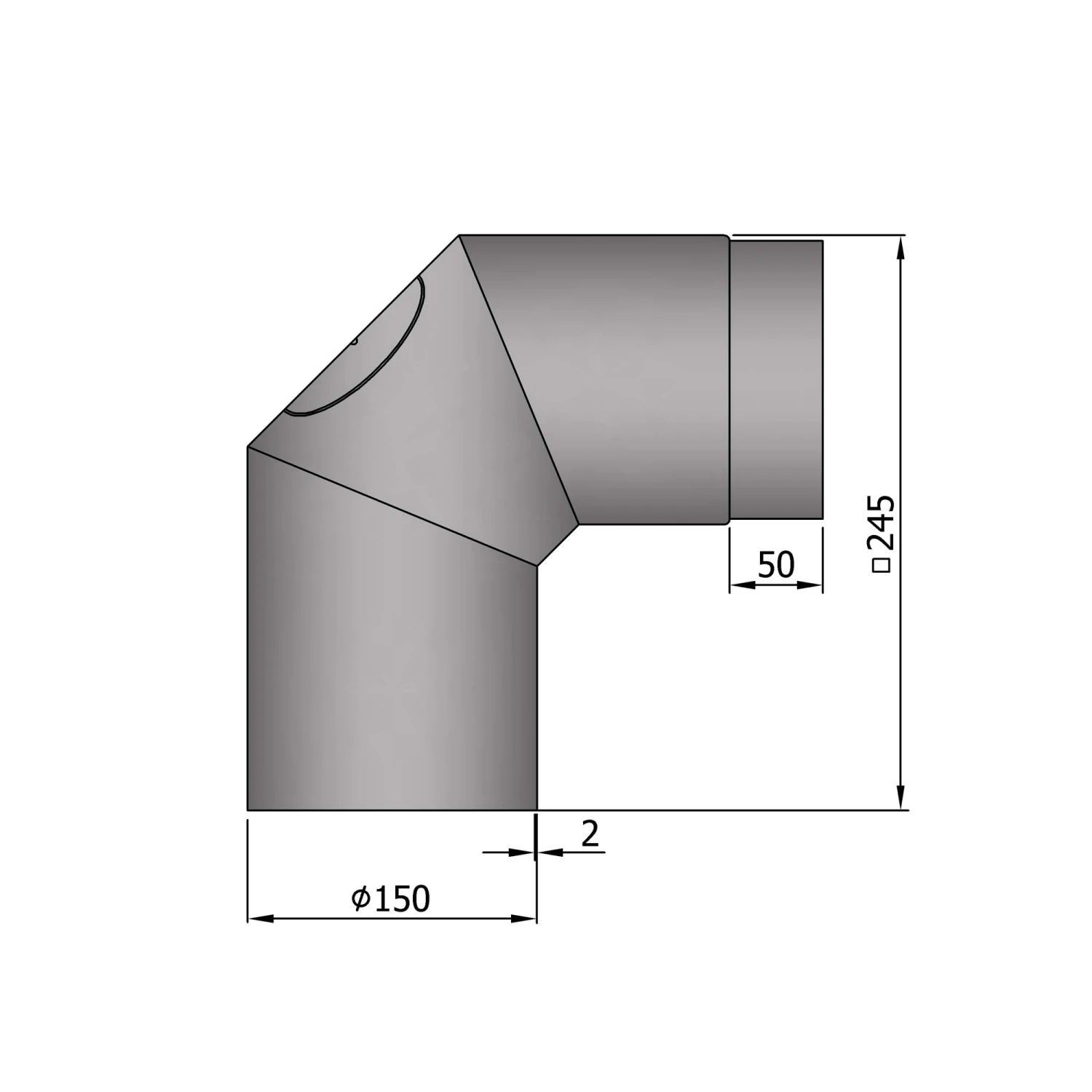 Rauchrohrbogen Stahl 2x 45° Hellgrau Mit Tür, Kurz 4 Rauchrohrbogen Stahl 2x 45° Hellgrau Mit Tür, Kurz – Bild 2