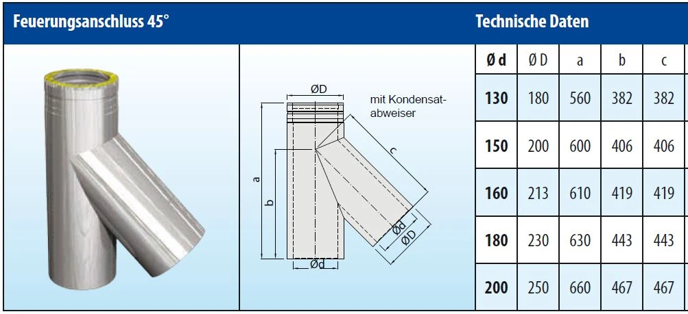 Feuerungsanschluss 45° Design Edelstahl Doppelwandig - Eka Cosmos D 25 8 Feuerungsanschluss 45° Design Edelstahl Doppelwandig - Eka Cosmos D 25 – Bild 6