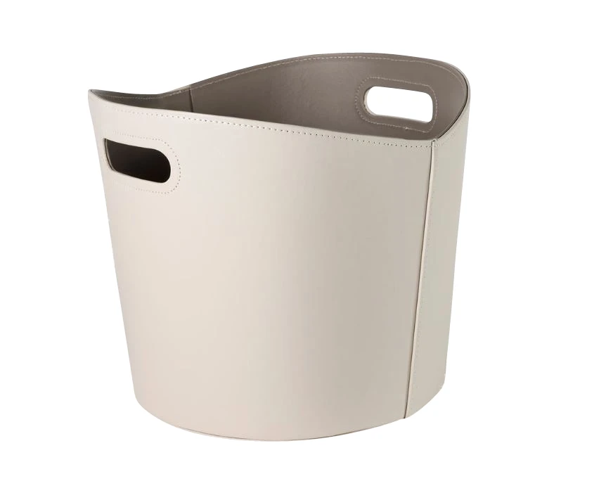 Holzkorb Leder Rund Ø 39 X 31 Cm, Creme 3 Holzkorb Leder Rund Ø 39 X 31 Cm, Creme