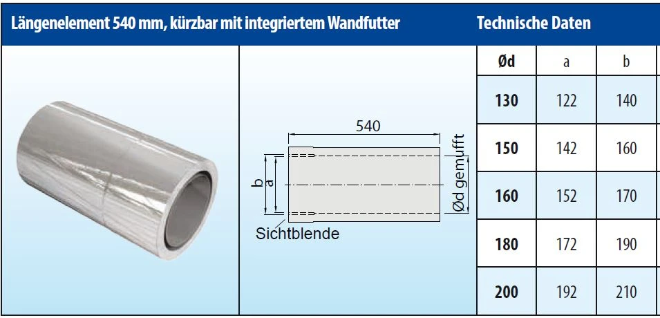 Schornsteinrohr Edelstahl 540 Mm Doppelwandig Kürzbar Wandfutter - Eka Cosmos D 25 8 Schornsteinrohr Edelstahl 540 Mm Doppelwandig Kürzbar Wandfutter - Eka Cosmos D 25 – Bild 6