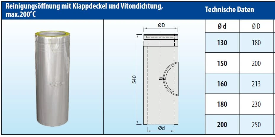 Schornsteinrohr Edelstahl 540 Mm Doppelwandig Mit Prüföffnung - Eka Cosmos D 25 14 Schornsteinrohr Edelstahl 540 Mm Doppelwandig Mit Prüföffnung - Eka Cosmos D 25 – Bild 12